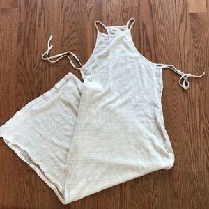 Sheer off-white maxi swim cover dress